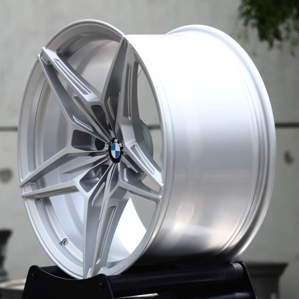 5x112 wheels – Matte Silver 5-Star Twin-Spoke (BMW OEM-Style), side view