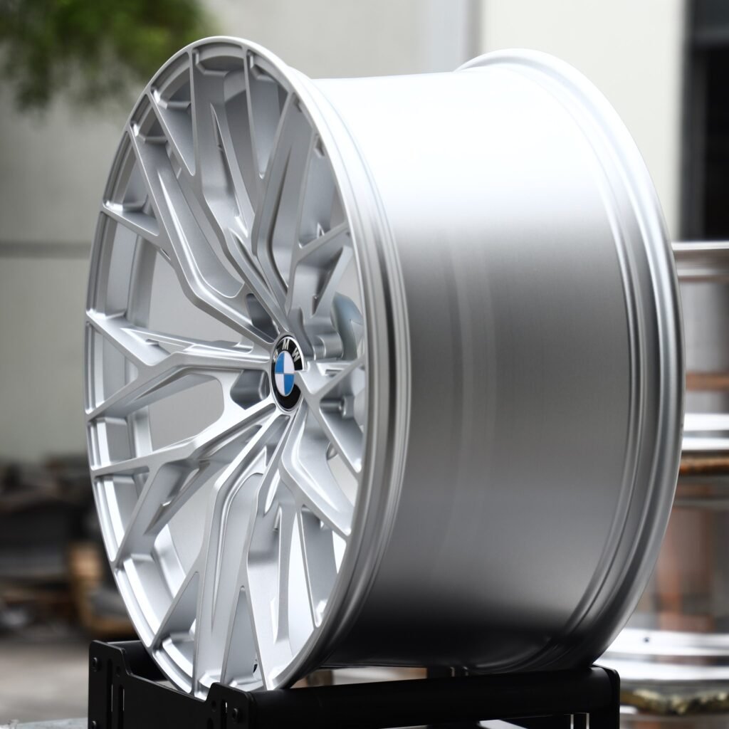 5x120 wheels – Matte Silver Y-Spoke Mesh Concave (BMW OEM-Style), side view