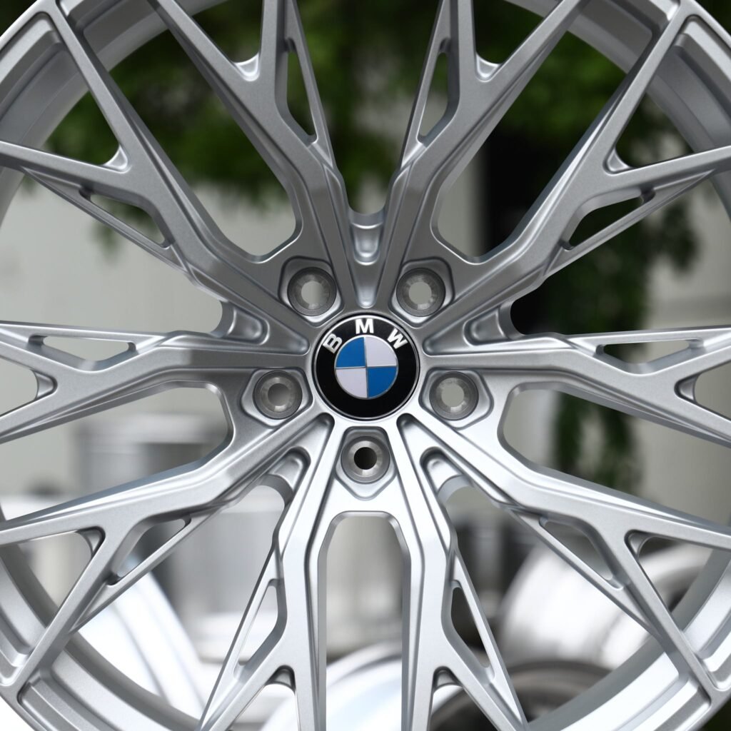 BMW M3 G80 wheels – Matte Silver Y-Spoke Mesh Concave (BMW OEM-Style), lip and barrel detail