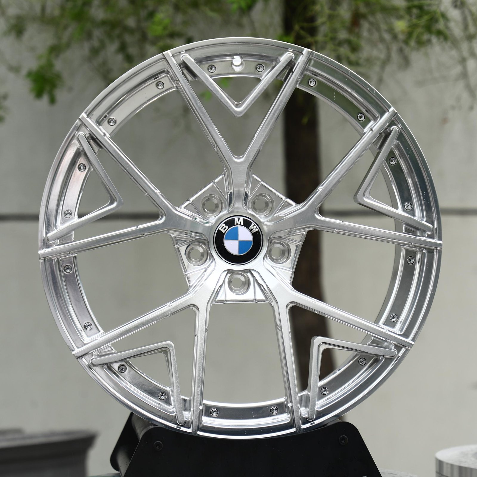 BMW 7 Series wheels – Polished 5 Split Y-Spoke Windowed Lip (BMW OEM-Style), front view