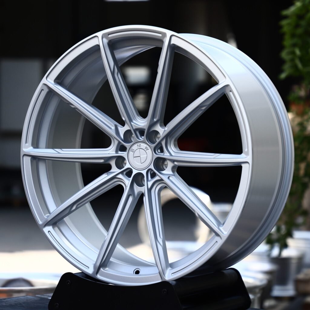 BMW M4 wheels – Silver 10-Spoke (BMW OEM-Style), angled view