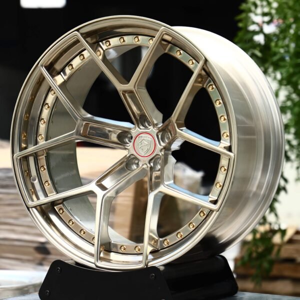 BMW X5 wheels – 2-Piece Champagne Bronze Y-Spoke Gold Rivets, front view