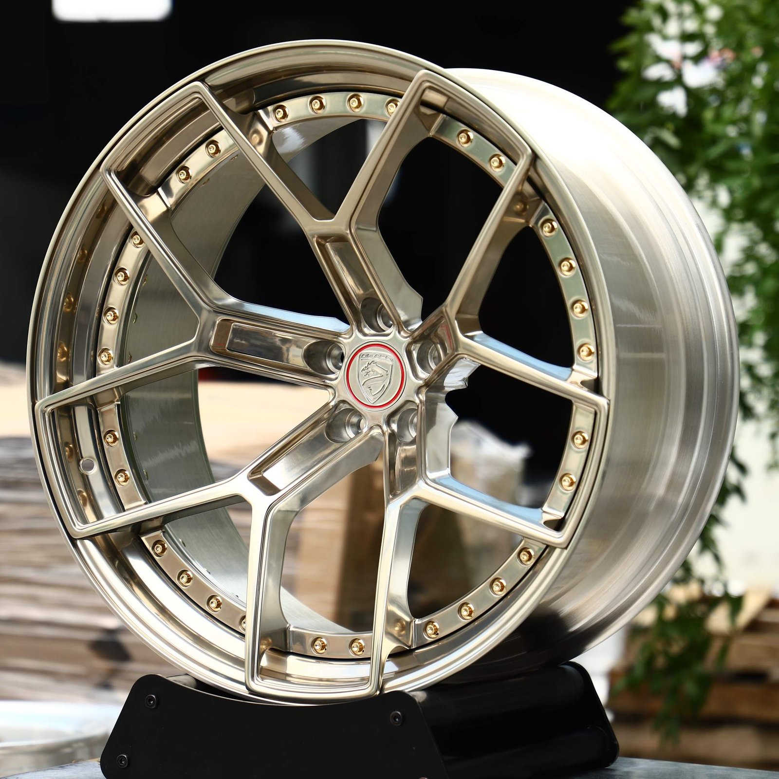 BMW X5 wheels – 2-Piece Champagne Bronze Y-Spoke Gold Rivets, front view