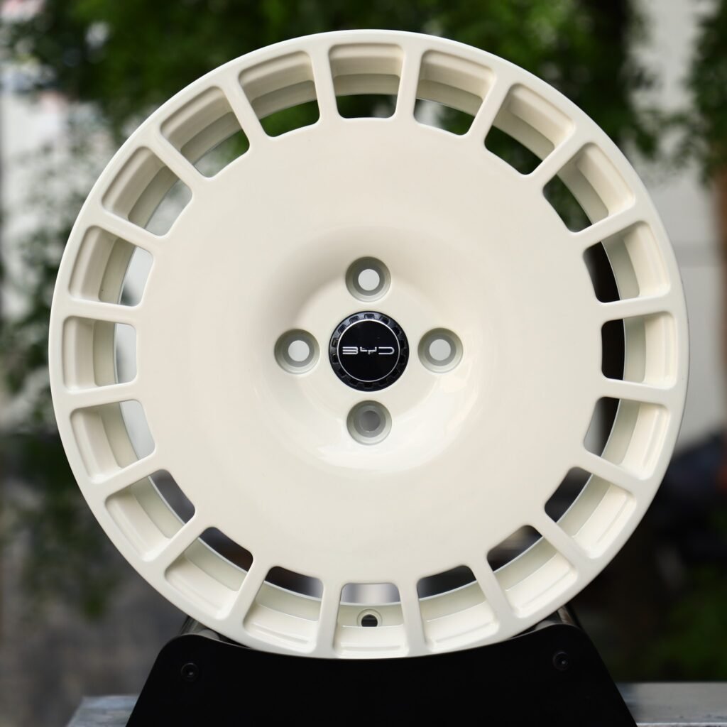 BYD Dolphin wheels – Cream White Windowed Disc (BYD OEM-Style), front view