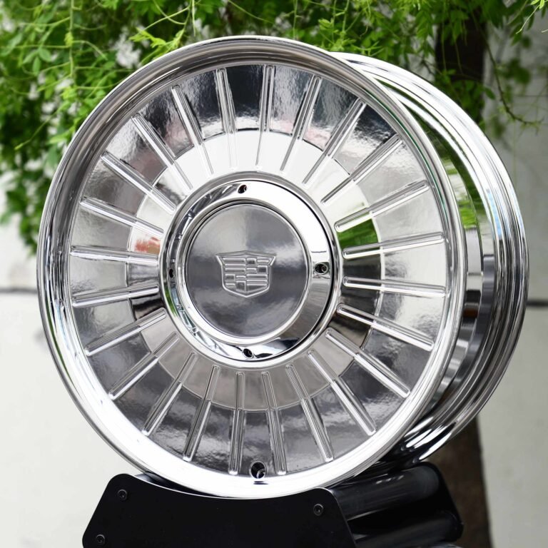 Cadillac CT5 wheels – Chrome Multi-Spoke Dish Floating Cap (Cadillac OEM-Style), front view