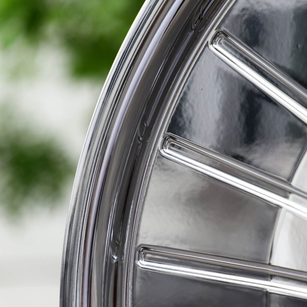 Cadillac CT5 wheels – Chrome Multi-Spoke Dish Floating Cap (Cadillac OEM-Style), rear view