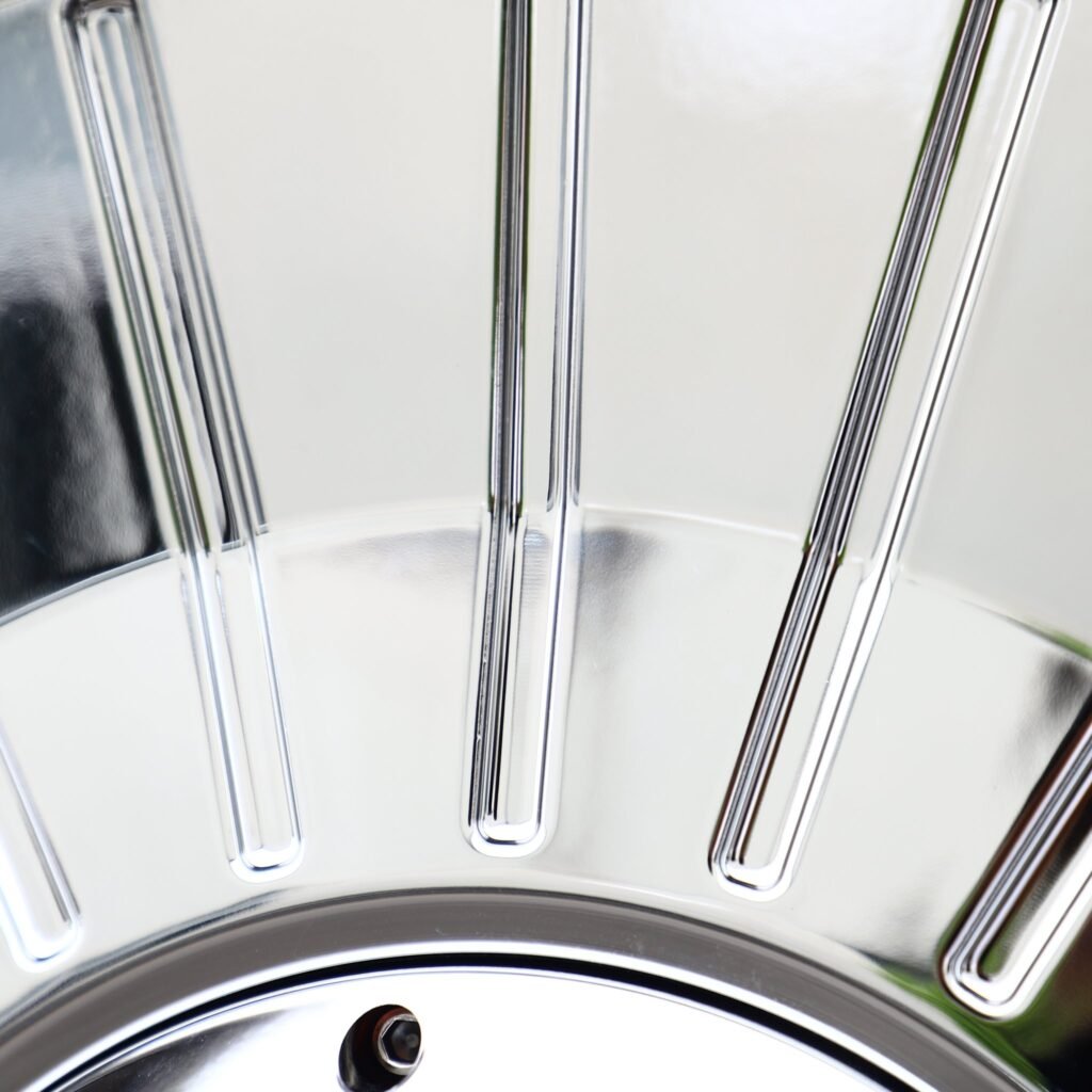 Cadillac CT5 wheels – Chrome Multi-Spoke Dish Floating Cap (Cadillac OEM-Style), close-up view