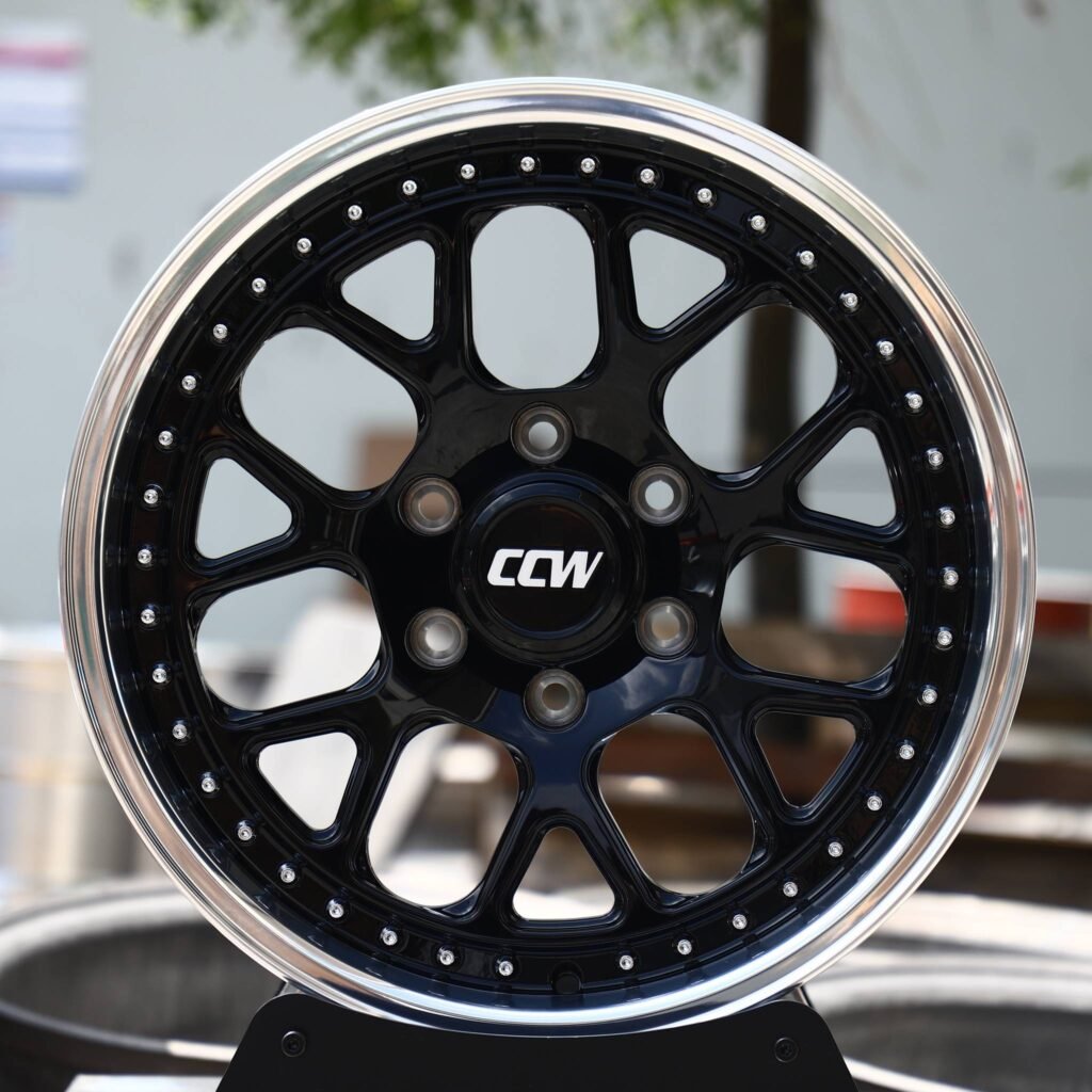 Ford F-150 wheels – Gloss Black Mesh 2-Piece Polished Lip (CCW-Style), front view