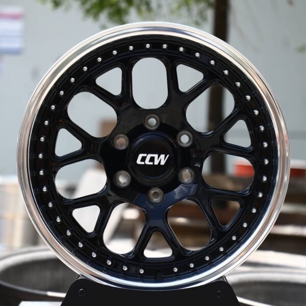Ford F-150 wheels – Gloss Black Mesh 2-Piece Polished Lip (CCW-Style), front view