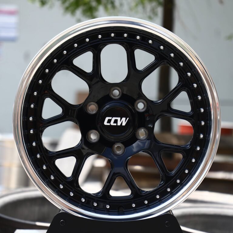 Ford F-150 wheels – Gloss Black Mesh 2-Piece Polished Lip (CCW-Style), front view