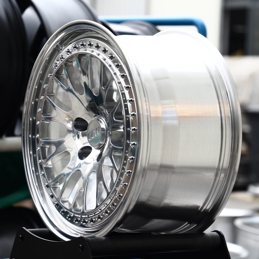 5x120 wheels – Mirror Polished Mesh 2-Piece Riveted (CCW-Style), side view