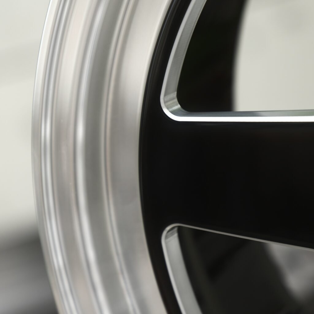 5x120 wheels – Gloss Black 5-Spoke Polished Lip, side view