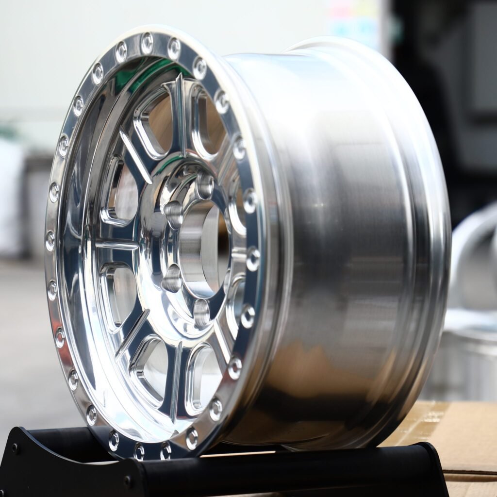6x139.7 wheels – Polished 9-Spoke Bolted Ring, side view