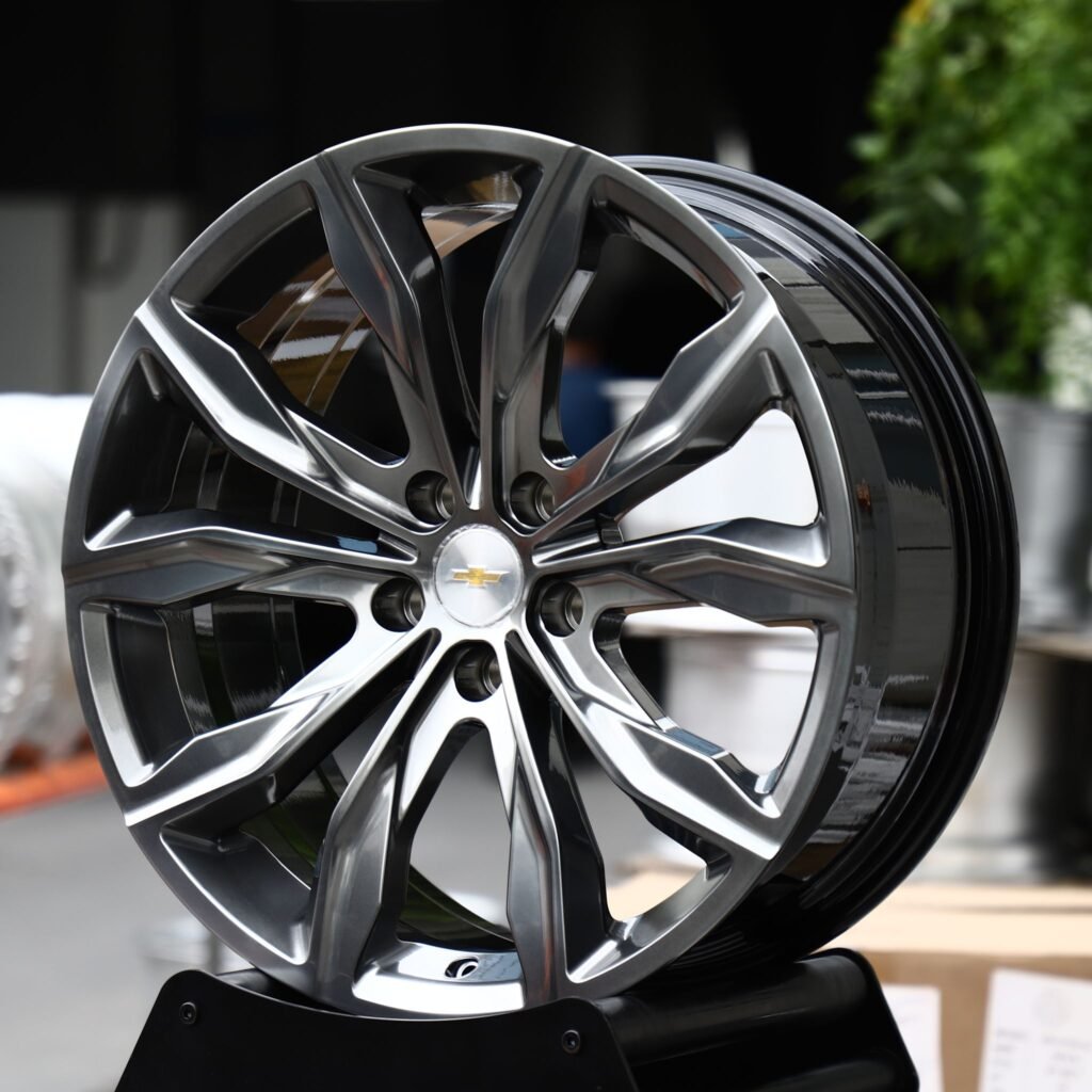 Chevrolet Malibu wheels – Black Chrome 5 Split V-Spoke (Chevrolet OEM-Style), angled view