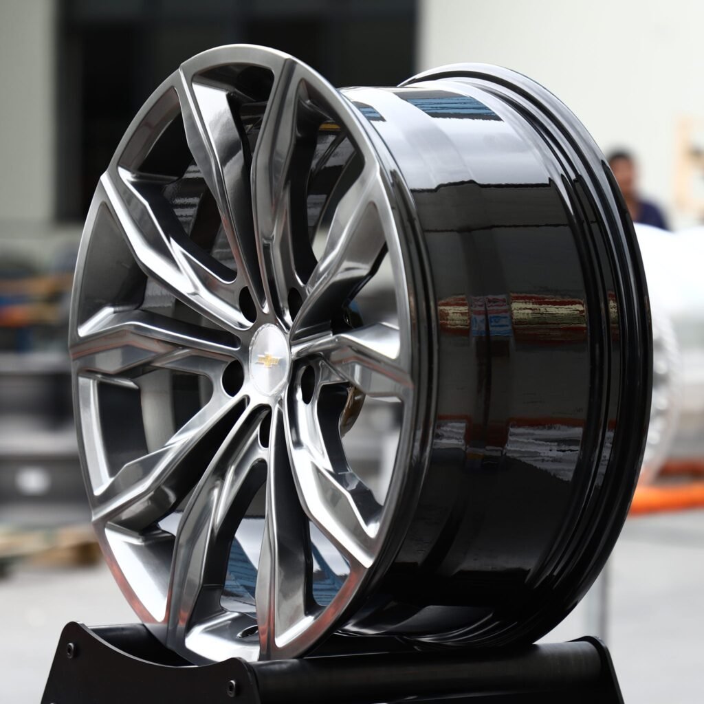 5x120 wheels – Black Chrome 5 Split V-Spoke (Chevrolet OEM-Style), side view