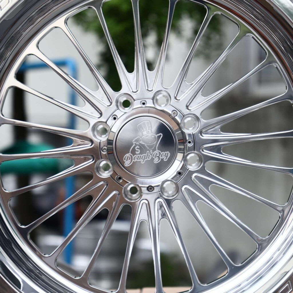 8x180 wheels – Polished Multi-Spoke Deep Lip, side view