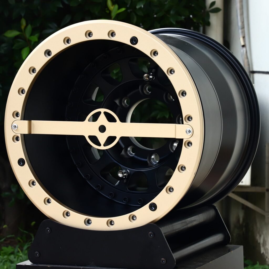 Ram 2500 wheels – Black Sand Bolted Ring Cross-Bar, angled view