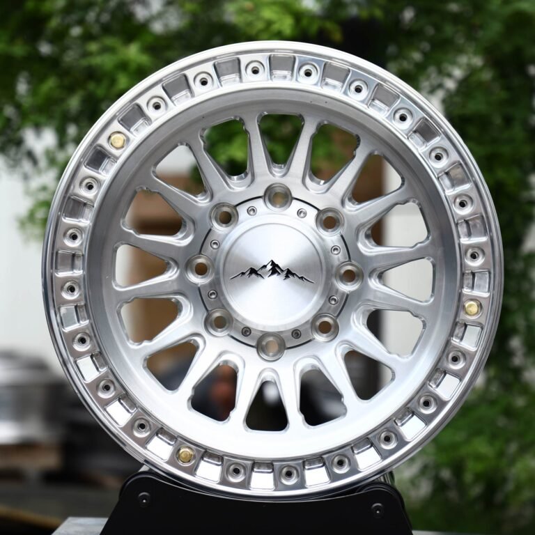 Chevrolet Silverado HD wheels – Polished 18-Spoke Bolted Ring Mountain Cap, front view