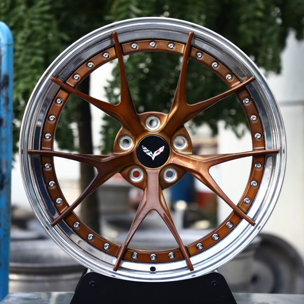 Chevrolet Corvette C8 wheels – Brushed Copper 5 Y-Spoke 2-Piece (Corvette OEM-Style), front view