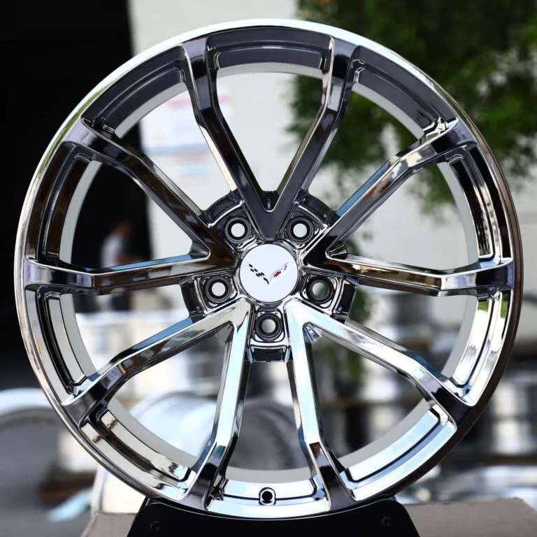 Corvette OEM-Style Chrome 5 V-Spoke Concave Forged Wheels – Chevrolet Corvette C8 / Corvette C7, front view