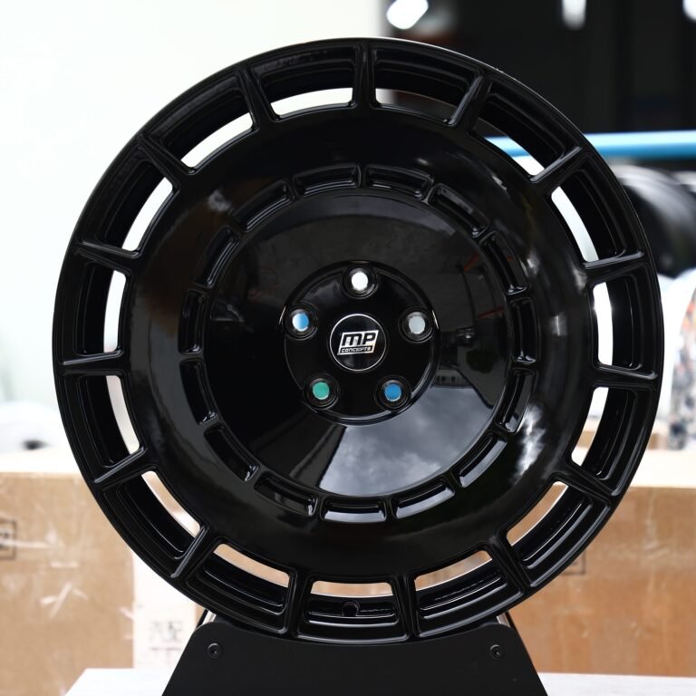 Dodge Challenger wheels – Gloss Black Slotted Turbine Disc, front view