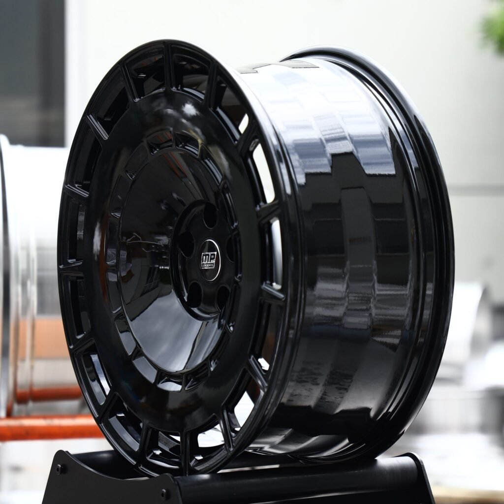 5x115 wheels – Gloss Black Slotted Turbine Disc, side view