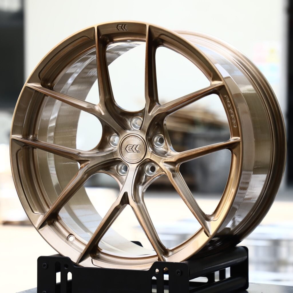 Nissan 370Z wheels – Transparent Bronze Brushed 5 Y-Spoke (ECC-Style), front view