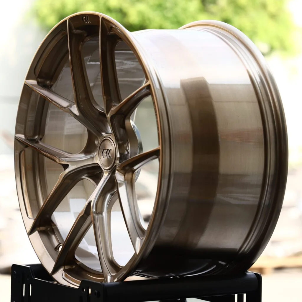 Infiniti Q50 wheels – Transparent Bronze Brushed 5 Y-Spoke (ECC-Style), angled view