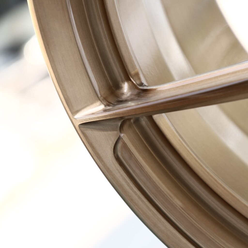 Tesla Model 3 wheels – Transparent Bronze Brushed 5 Y-Spoke (ECC-Style), lip and barrel detail