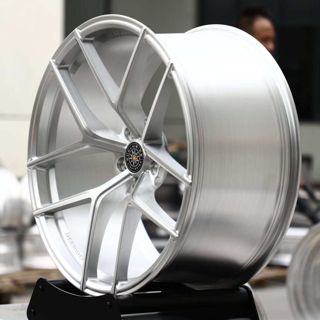 Audi S3 wheels – Brushed Silver 5 Y-Spoke Concave (Edelweiss-Style), angled view