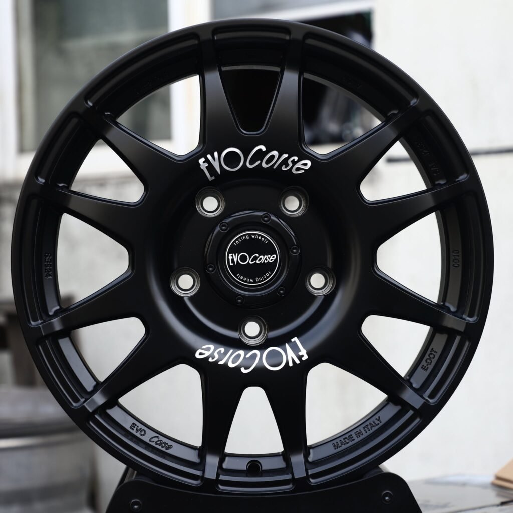 Jeep Wrangler JL wheels – Matte Black 12-Spoke Rally (EVO Corse-Style), front view