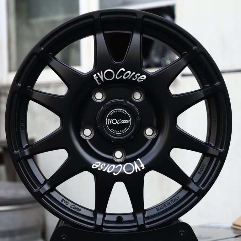 Jeep Wrangler JL wheels – Matte Black 12-Spoke Rally (EVO Corse-Style), front view