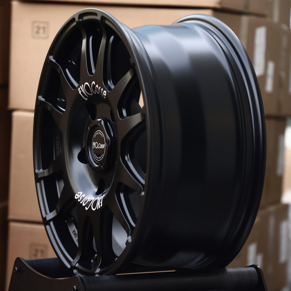 Jeep Grand Cherokee WK2 wheels – Matte Black 12-Spoke Rally (EVO Corse-Style), lip and barrel detail
