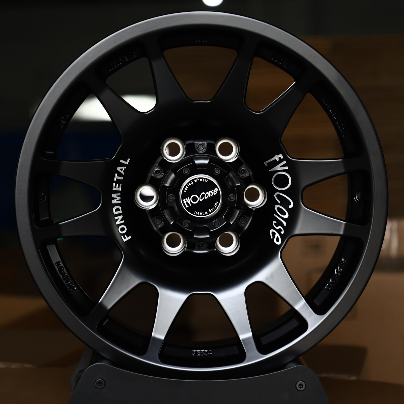 Toyota Hilux wheels – Satin Black 12-Spoke Rally (EvoCorse-Style), front view