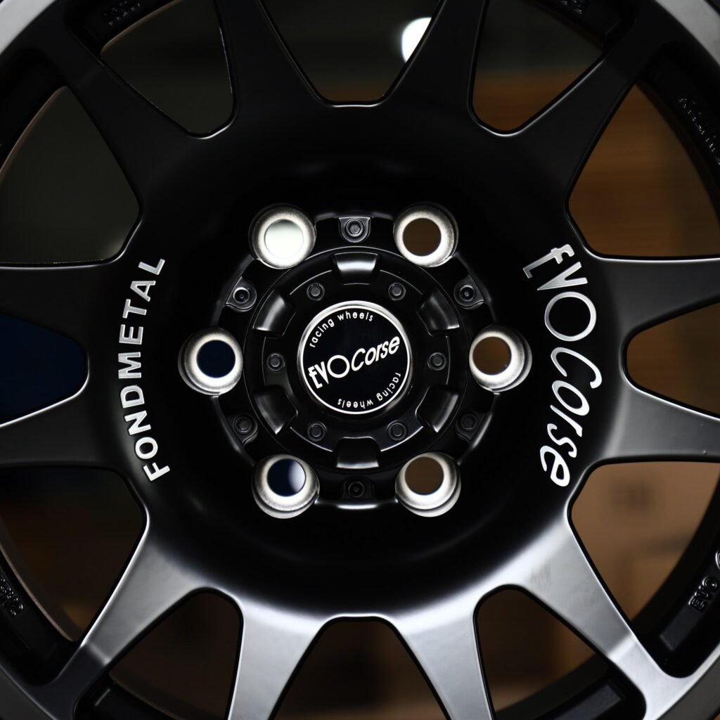 Toyota Tacoma wheels – Satin Black 12-Spoke Rally (EvoCorse-Style), lip and barrel detail