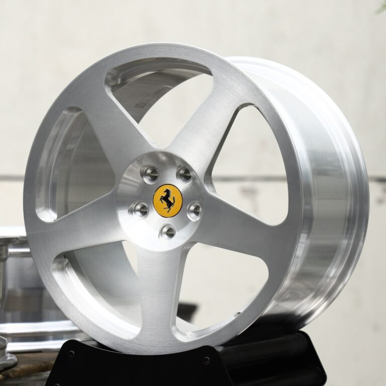 Ferrari 488 wheels – Brushed Silver 5-Spoke (Ferrari OEM-Style), front view
