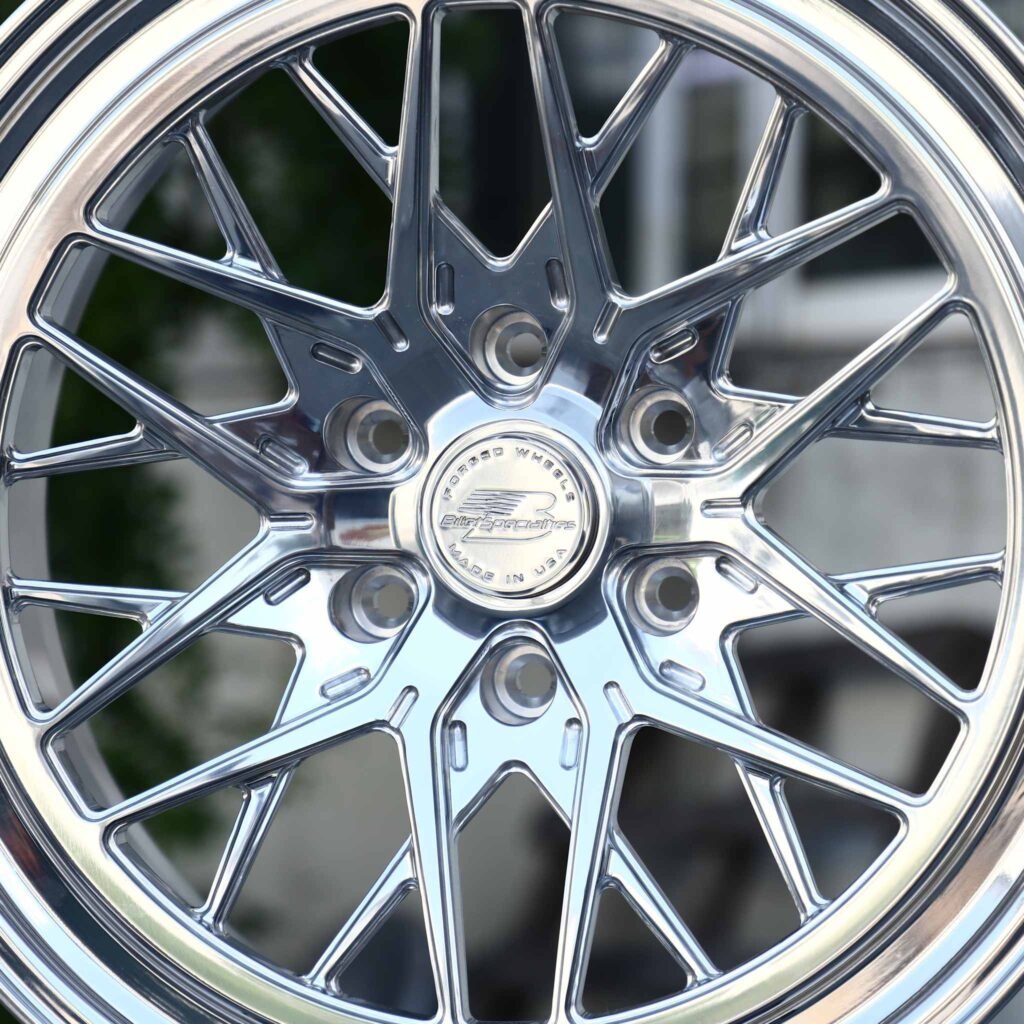 6x135 wheels – Polished Y-Mesh Deep Lip, side view