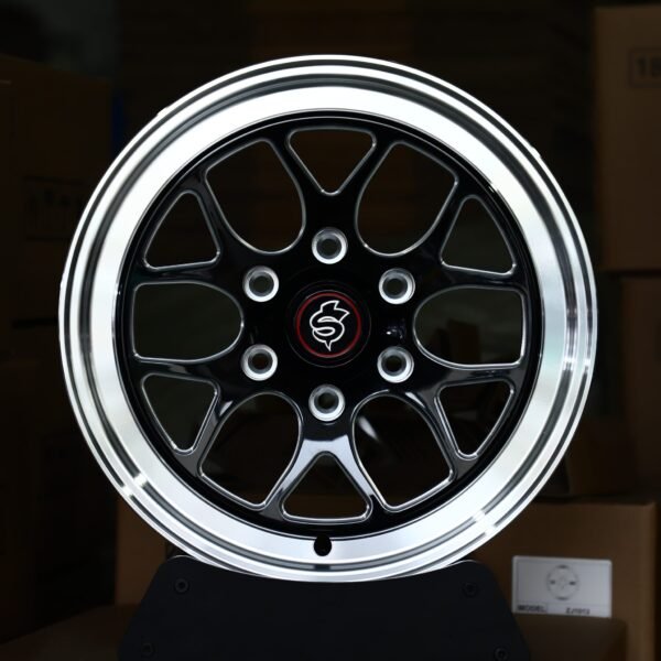 Ford F-150 wheels – Gloss Black / Milled 10-Spoke Polished Lip, front view