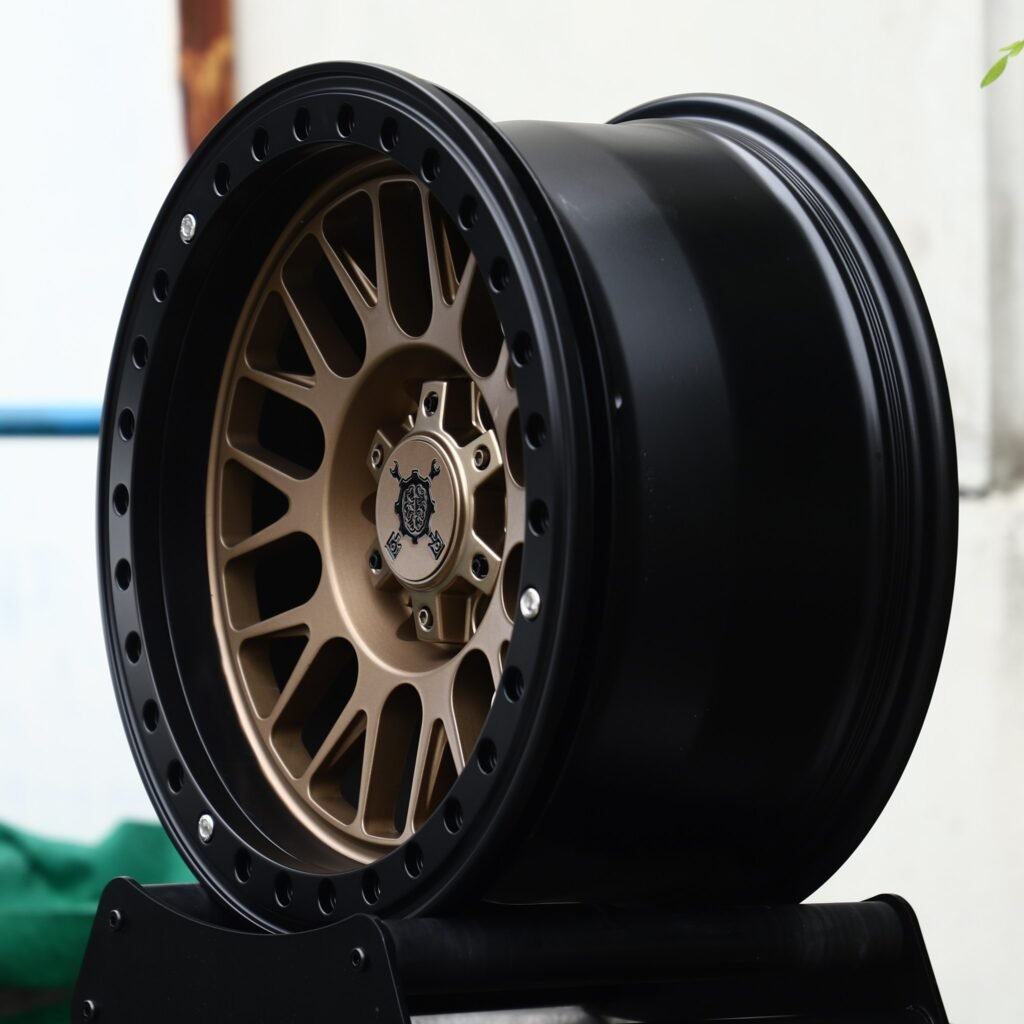6x135 wheels – Matte Bronze Mesh Black-Ring Beadlock, side view