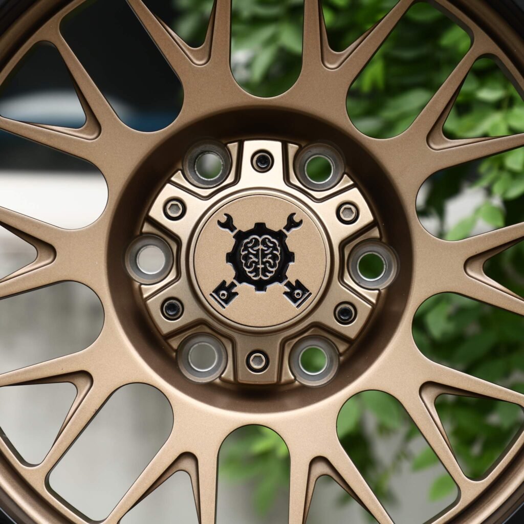 Toyota Tacoma wheels – Matte Bronze Mesh Black-Ring Beadlock, lip and barrel detail