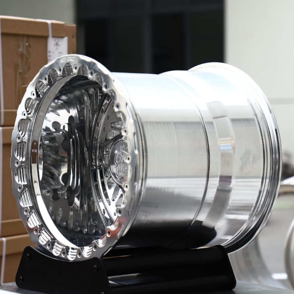 Ford F-350 wheels – Polished Directional Multi-Spoke Deep Lip, angled view