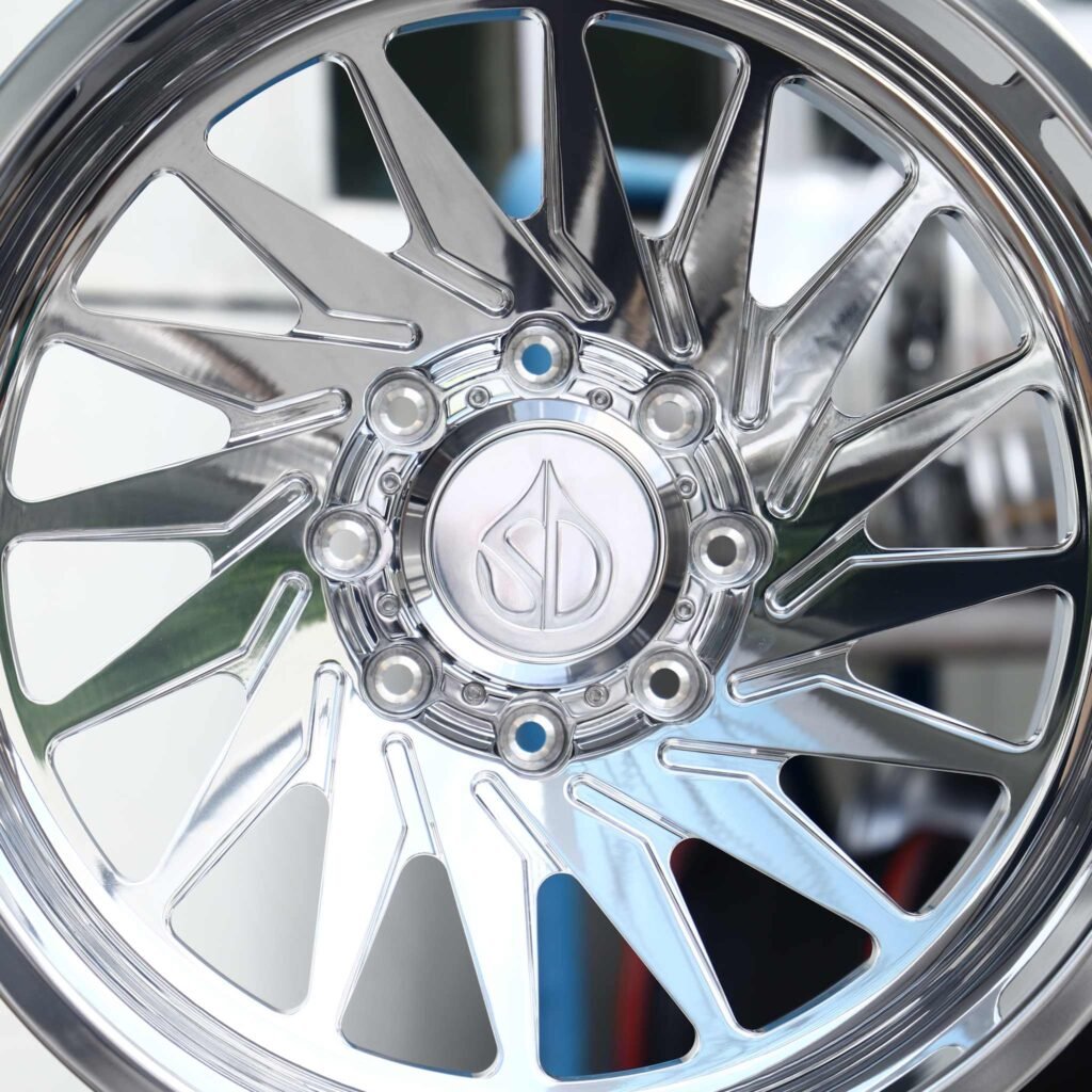 8x170 wheels – Polished Directional Blade-Spoke, side view
