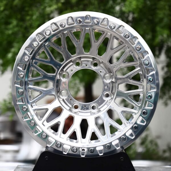Ford F-250 Super Duty wheels – Polished Web-Mesh Bolted Ring, front view