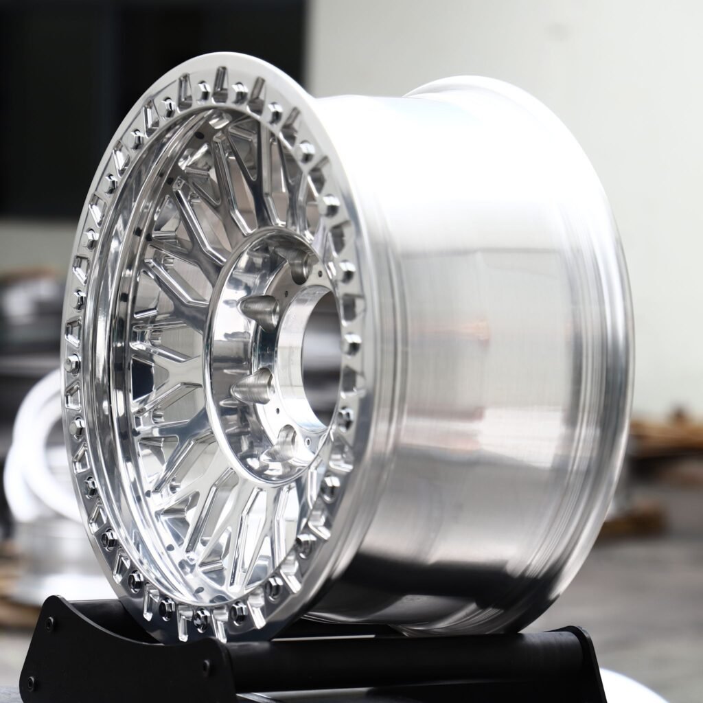 8x170 wheels – Polished Web-Mesh Bolted Ring, side view