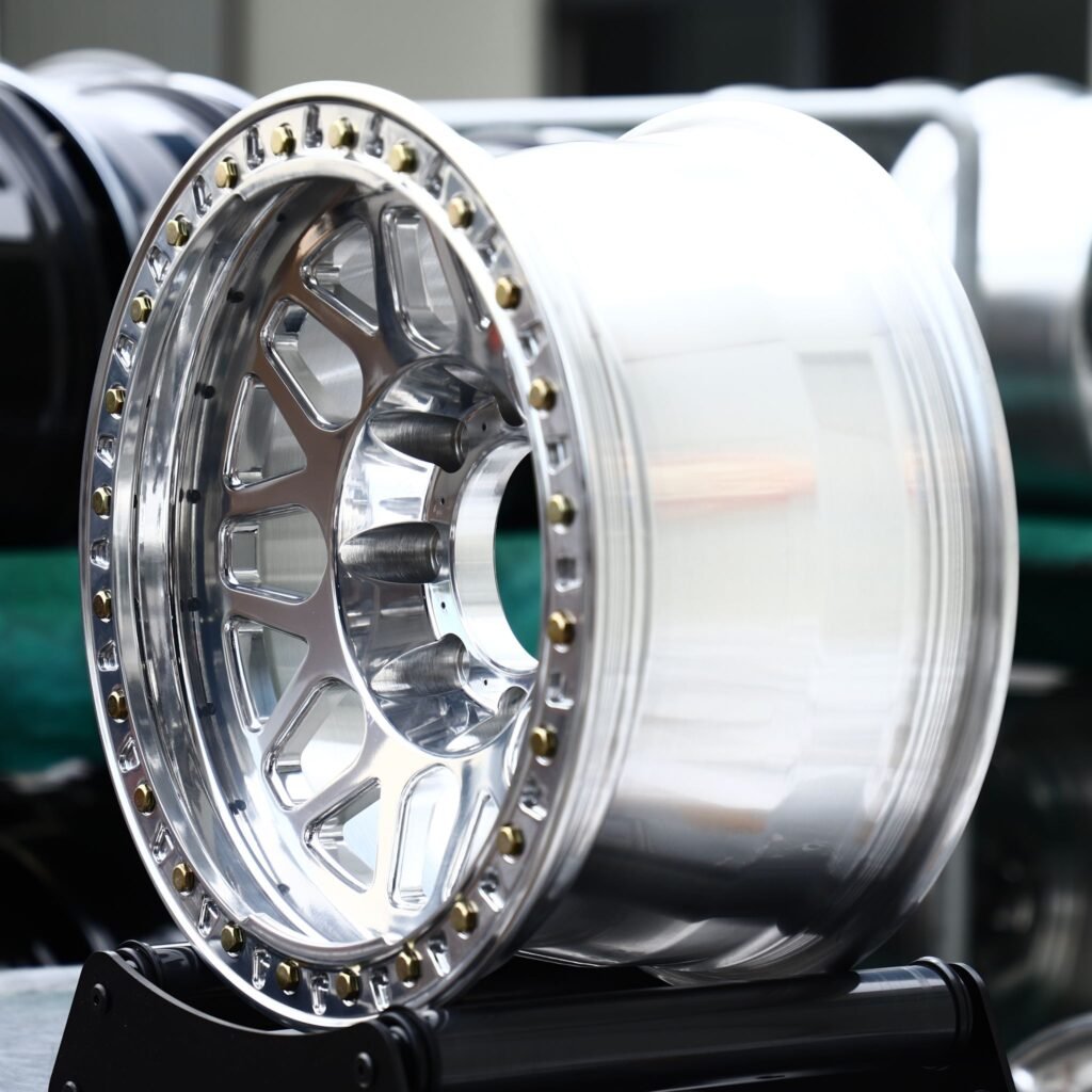 8x170 wheels – Polished Wide-Spoke Bolted Ring Open Center, side view