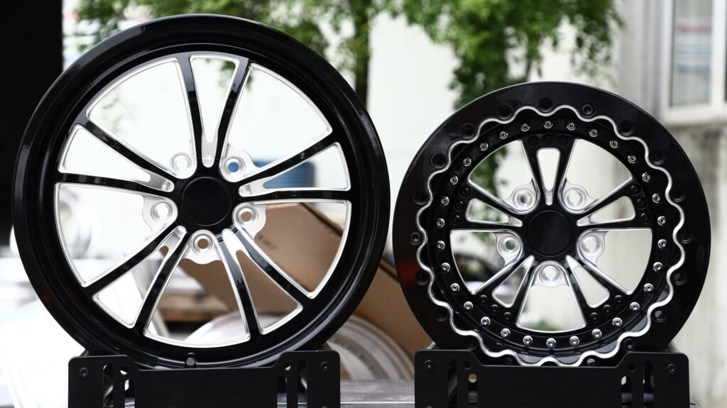 Tesla Model Y wheels – Gloss Black Milled 5 Twin-Spoke, rear view