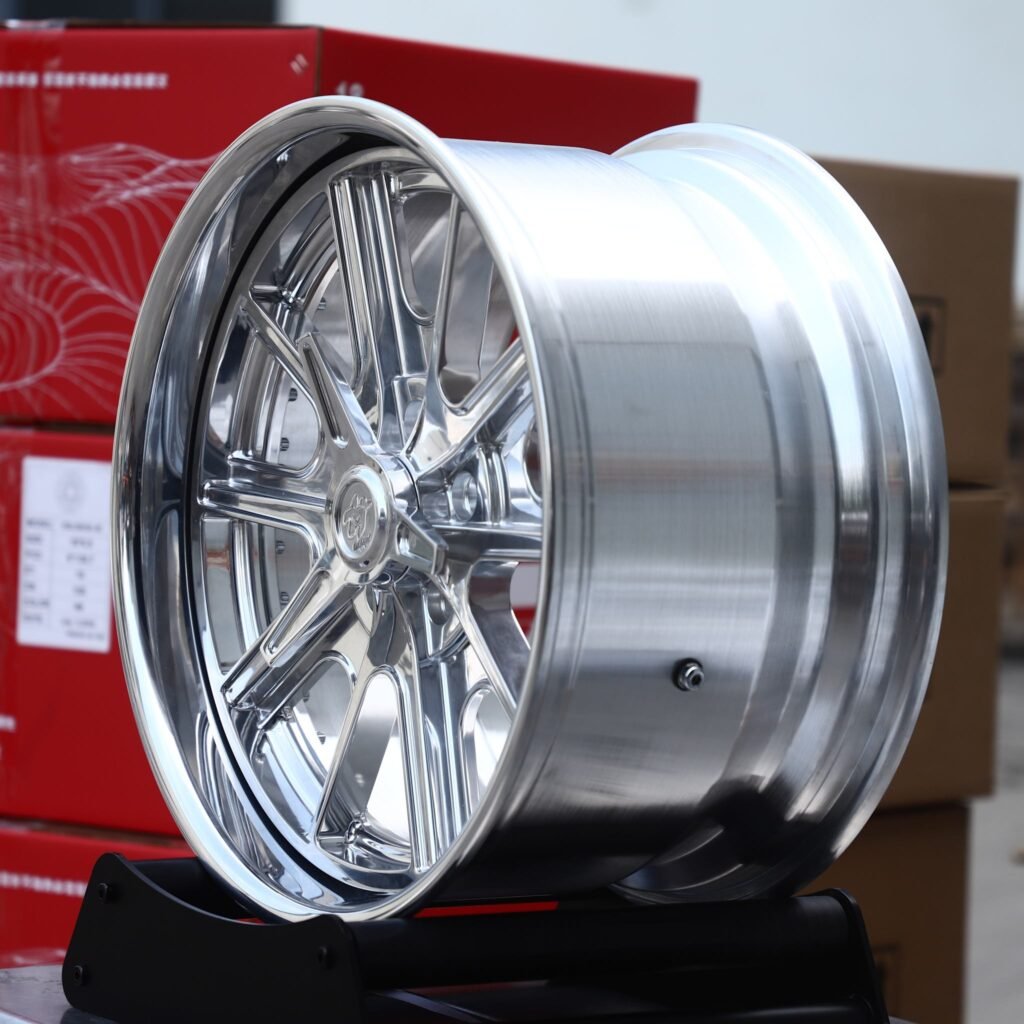 5x114.3 wheels – Polished 10-Spoke 2-Piece Deep Lip, side view