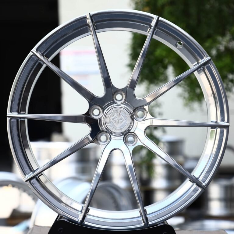 Ford Mustang wheels – Transparent Gray Brushed 10-Spoke, front view