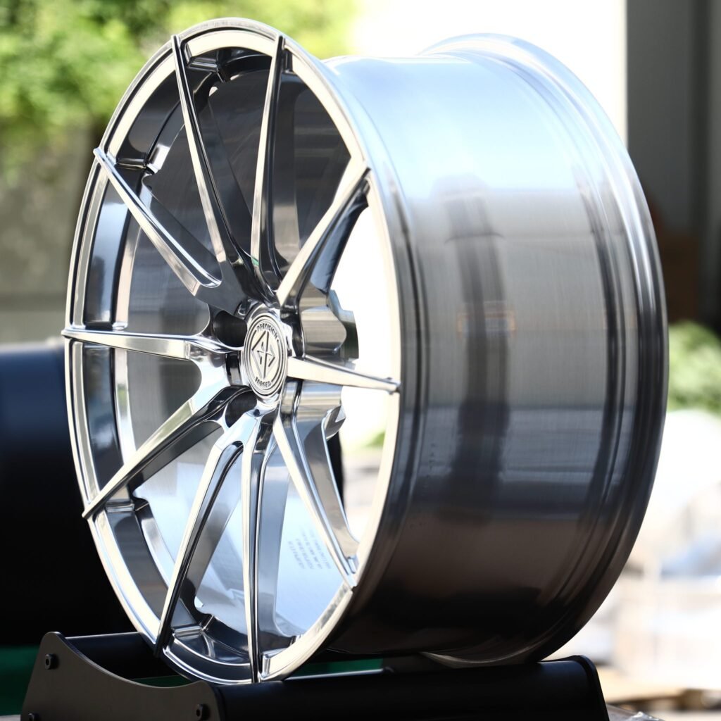 Chevrolet Camaro wheels – Transparent Gray Brushed 10-Spoke, angled view