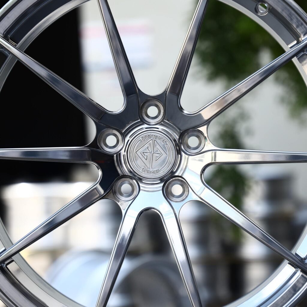 5x114.3 wheels – Transparent Gray Brushed 10-Spoke, side view